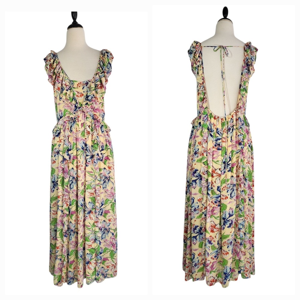 Hofmann Copenhagen Catharina Floral Maxi Dress SZ 42 US 10 Cottagecore Milkmaid